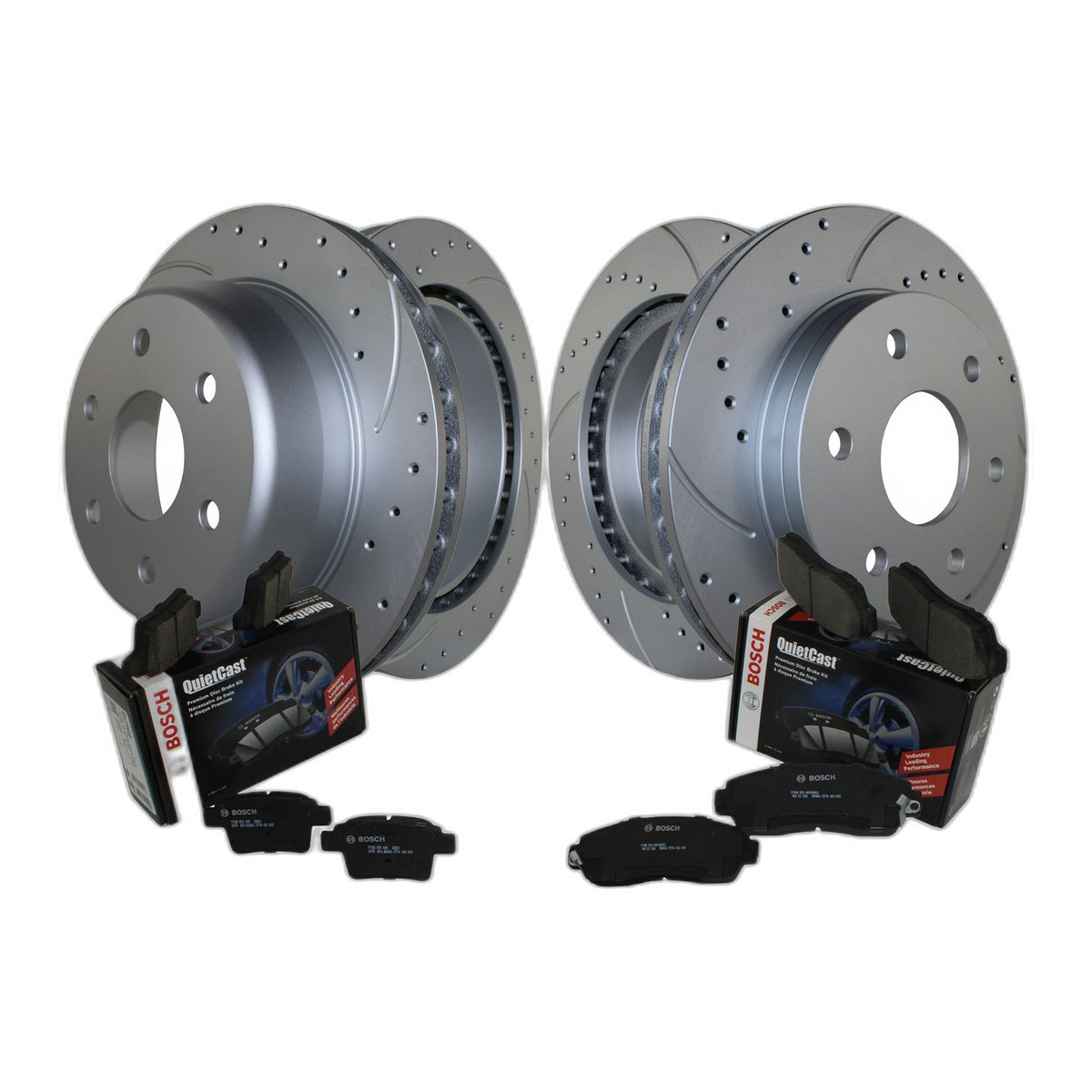 Front Rear Brake Kit Drill Rotors & Bosch Ceramic Pads For Silverado Sierra 1500