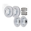 Front Rear Slotted Rotors and Brake Pads Kits for Dodge Challenger Charger RWD