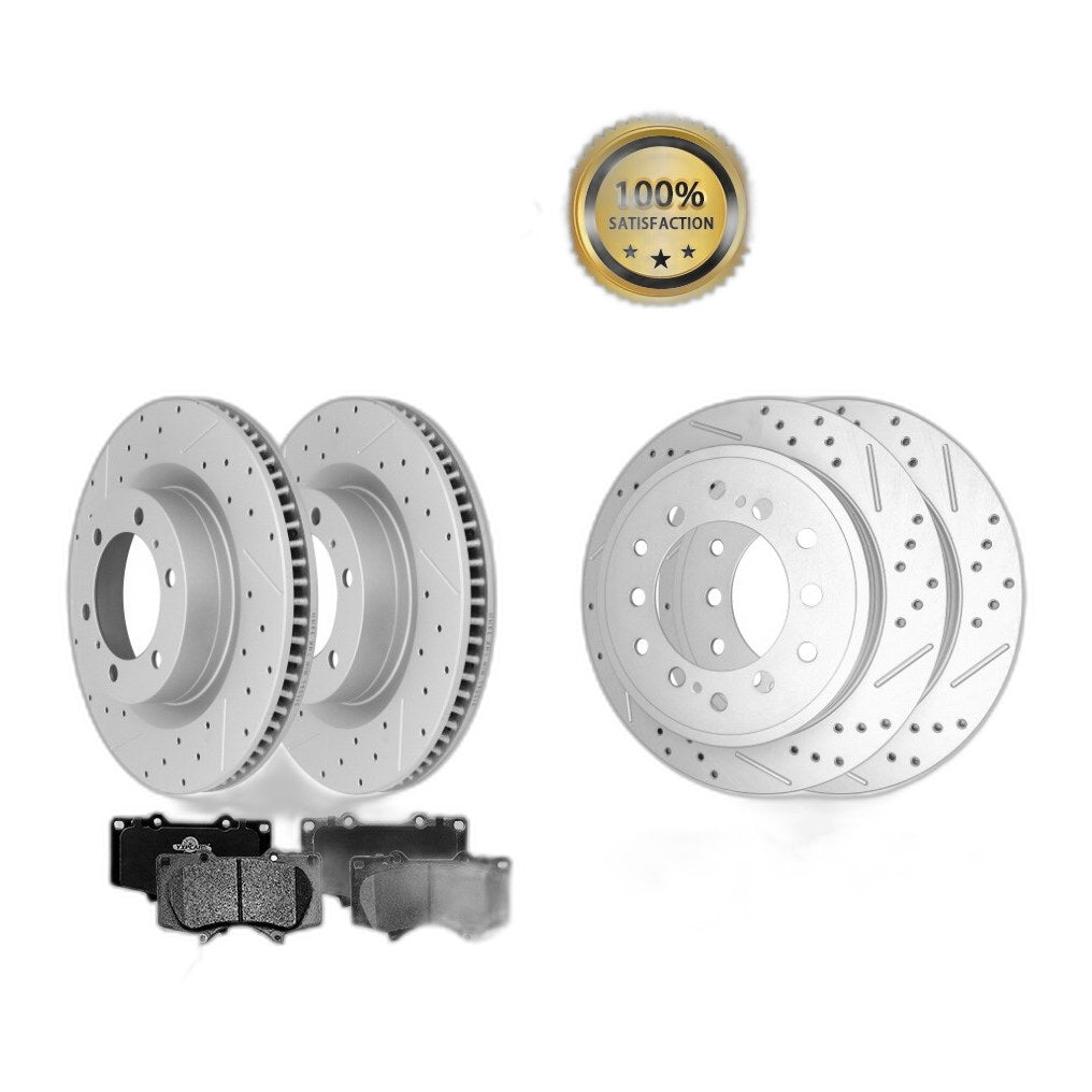 Front & Rear Drilled Brake Rotors + Ceramic Pads for 2010 - 2023 Toyota 4Runner