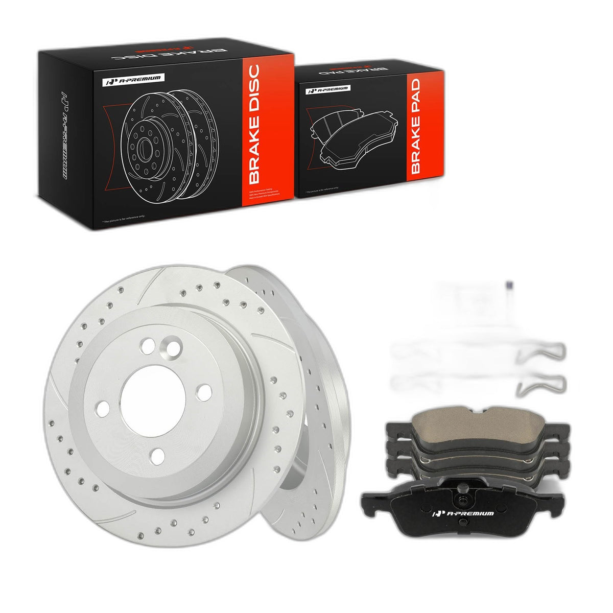 A-Premium 10.19 inch (258.7mm) Rear Brake Rotors & Ceramic Pads Kit 6-Pack