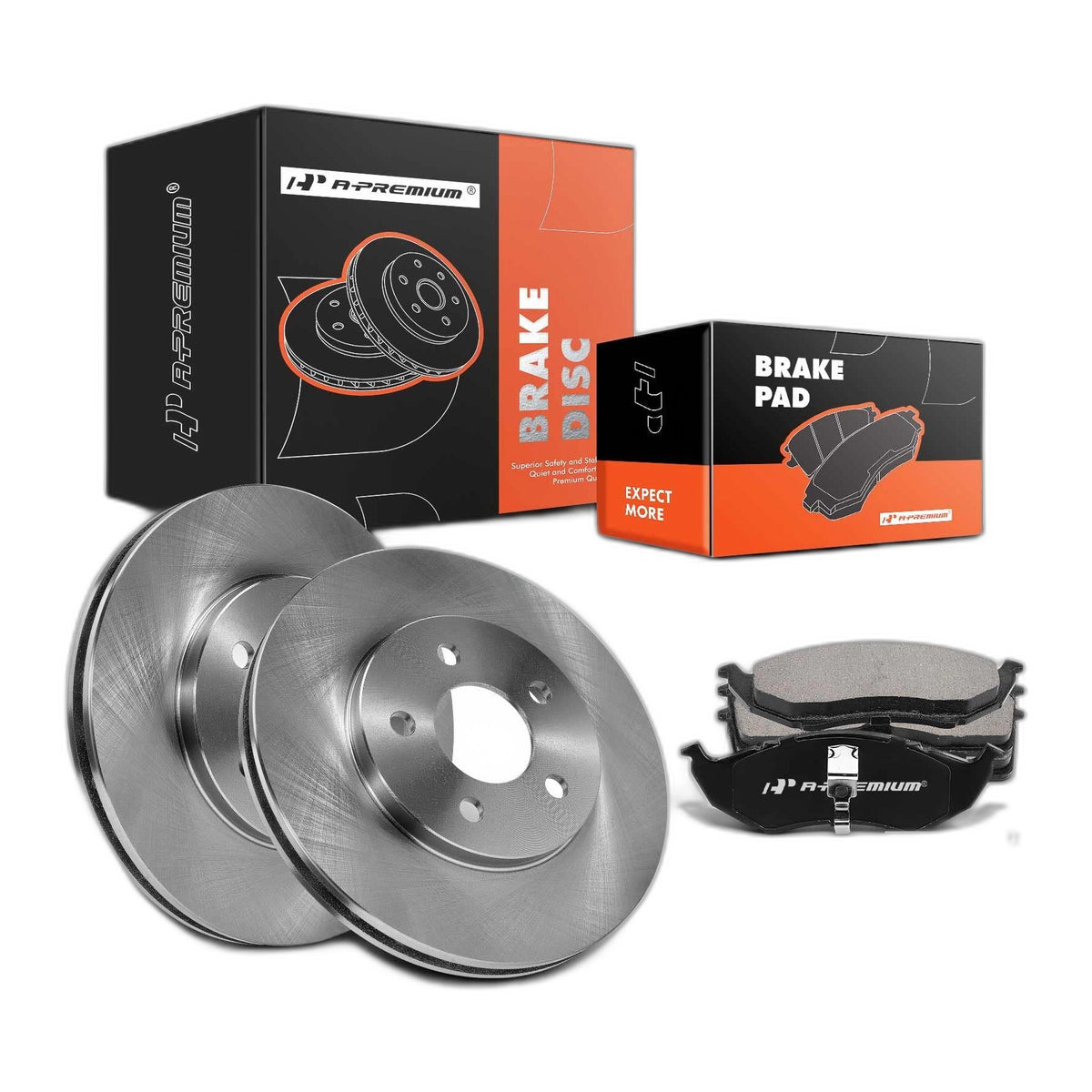 A-Premium 10.12 In (257mm) Front Vented Brake Rotors and Ceramic Pads Kit