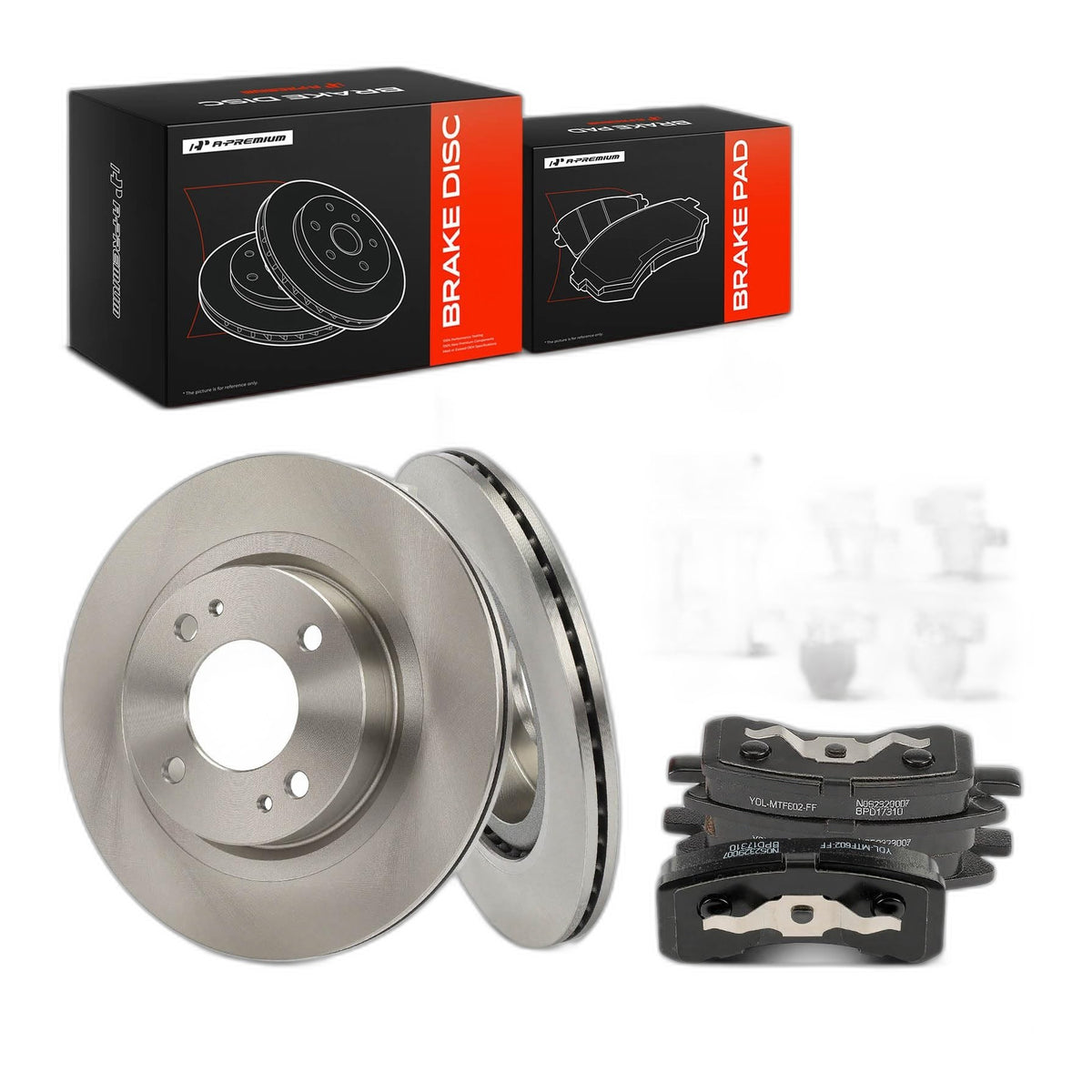 A-Premium 9.88 inch (251mm) Front Vented Brake Rotors and Ceramic Pads Kit