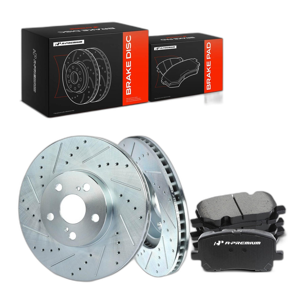 A-Premium 10.83 inch (275mm) Front Brake Rotors & Ceramic Pads Kit 6-Pack