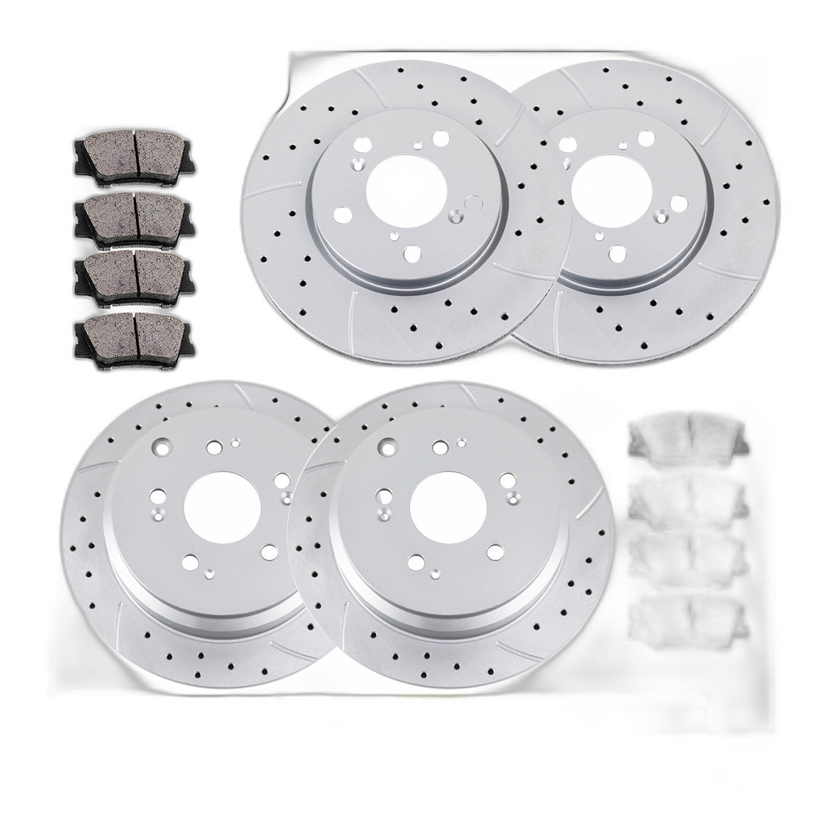 for Honda Odyssey 3.5L Front and Rear Slotted Brake Rotors Pads Kit Brakes