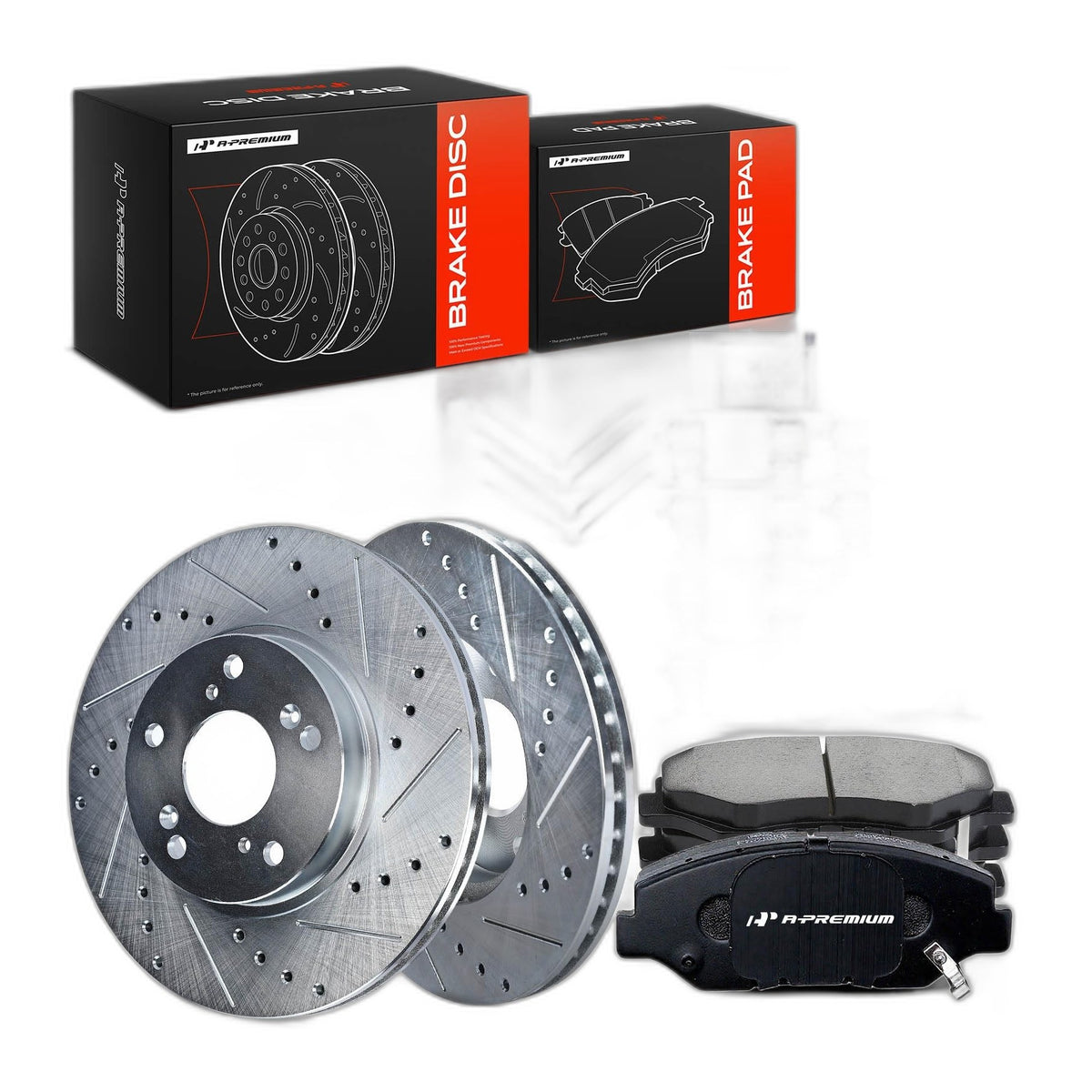 A-Premium 11.10 inch (282mm) Front Brake Rotors & Ceramic Pads Kit 6-Pack