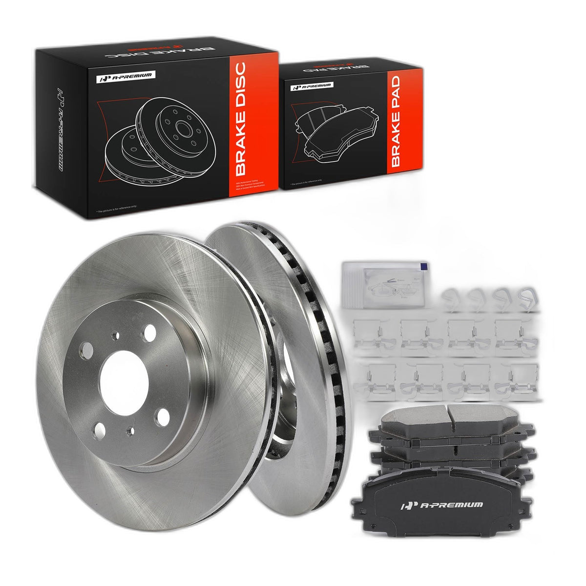A-Premium 10.04 inch (255.1mm) Front Vented Brake Rotors & Ceramic Pads Kit