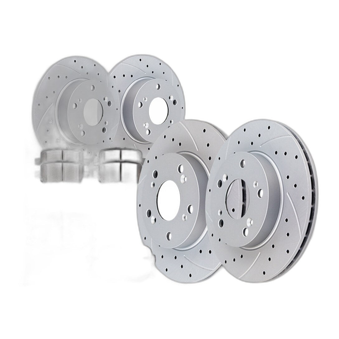 Front Rear Drilled Brake Rotors and Ceramic Pads Disc Brakes Kit for Honda Civic