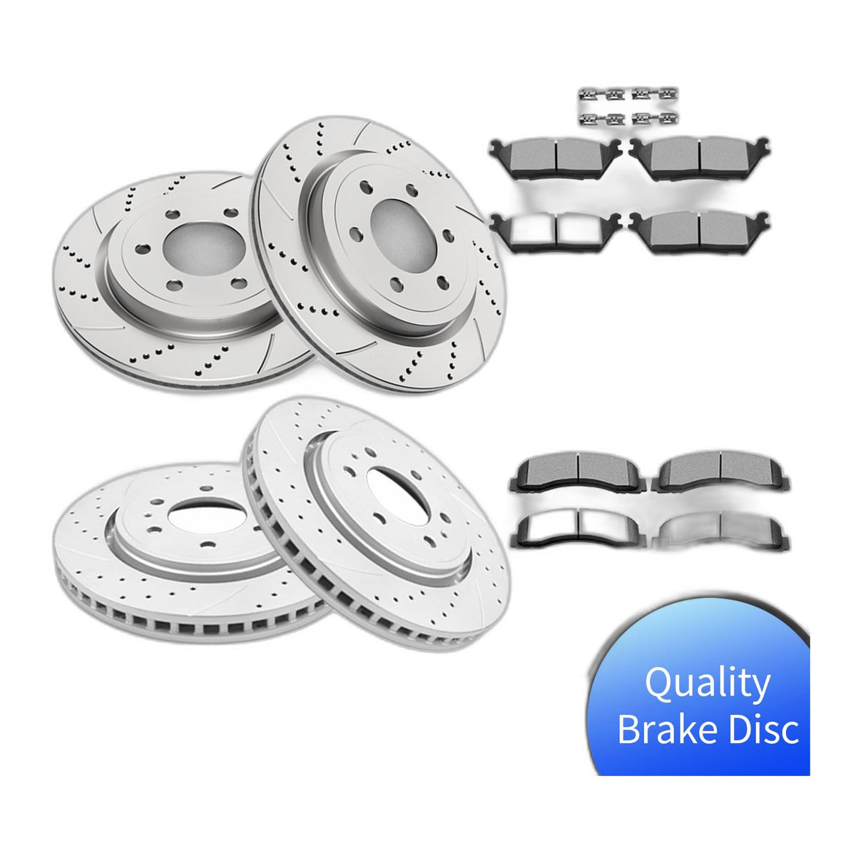 Front Rear Brake Rotors Pads for Ford F-150 Lincoln Navigator Drilled Slotted