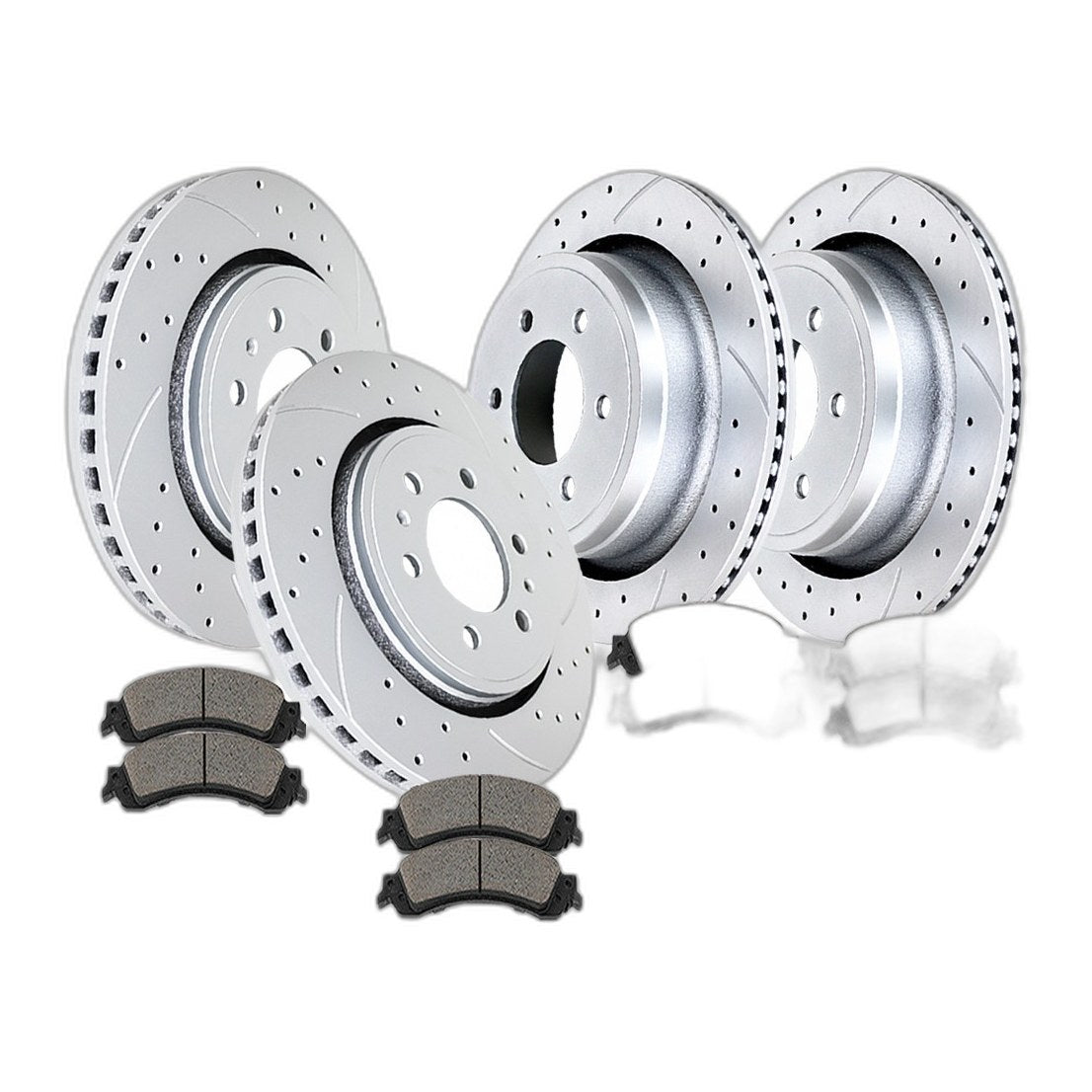 for 2012-20 Ford F-150 6 Lugs Front Rear Drilled Rotors Discs Brake Pads Kit