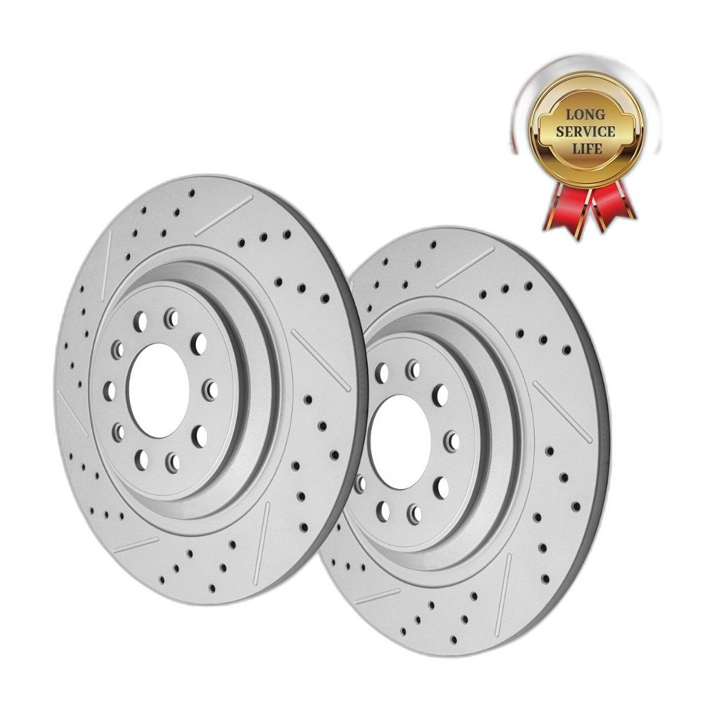 12.6" Rear Drilled Slotted Brake Rotors Pair for Jeep Cherokee 2014-2023