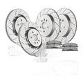Front Rear Drilled Rotors Brake Pads Kit for Ford Explorer Flex Lincoln MKS MKT