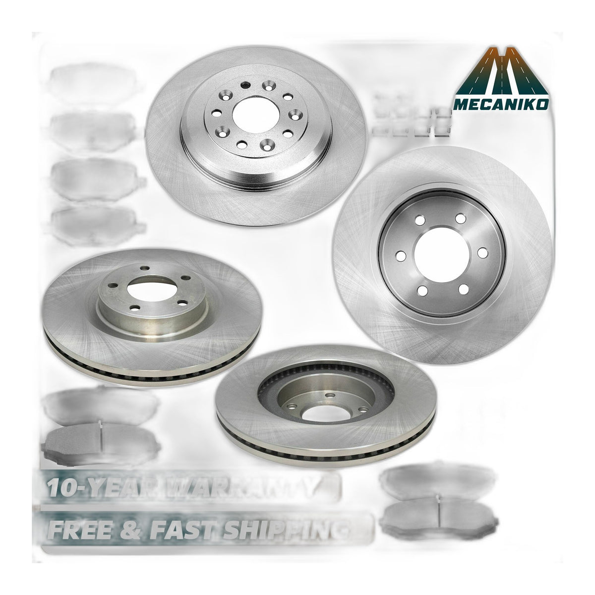 Front Rear Rotors Brake Pads Kit for 2011 - 2015 Lincoln MKX 2011 - 14 Ford Edge
