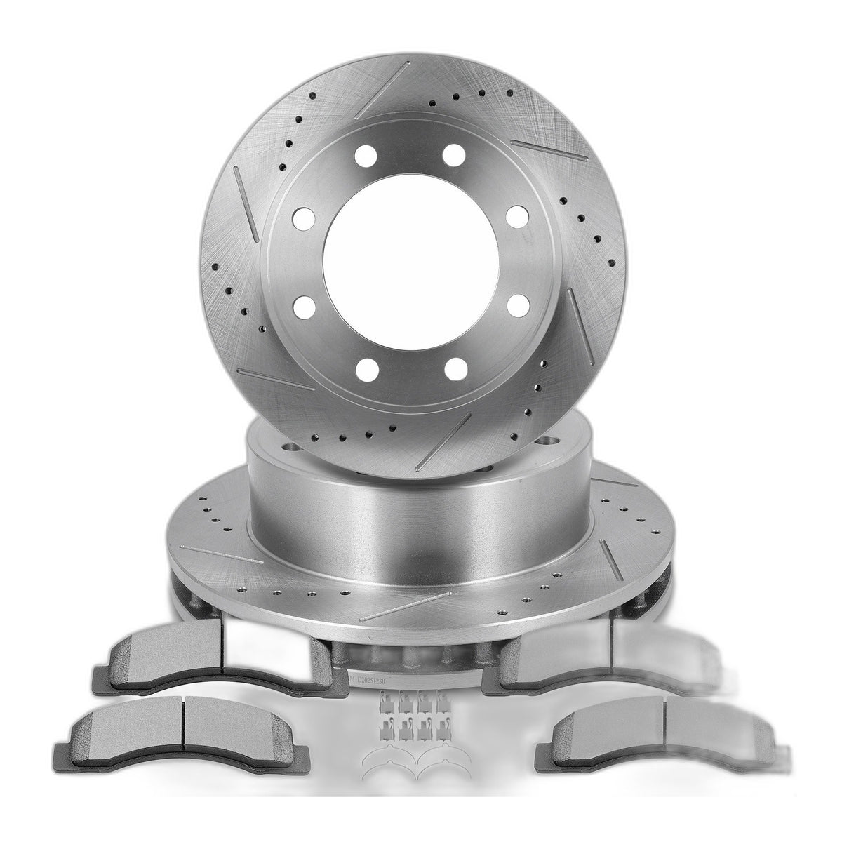 Front Brake Drilled & Slotted Rotors & Ceramic Pads For Ford F-250 Super Duty