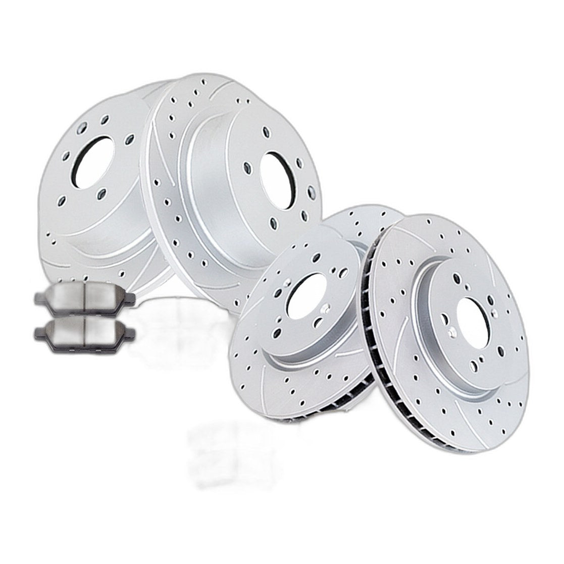 Front Rear Drilled Rotors Brake Ceramic Pads Fit MKZ Mazda 6 Ford Fusion Brakes