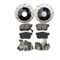 Rear Brake Kit Calipers Pads Drilled Slotted Rotors Black Zinc Ceramic SLB19747