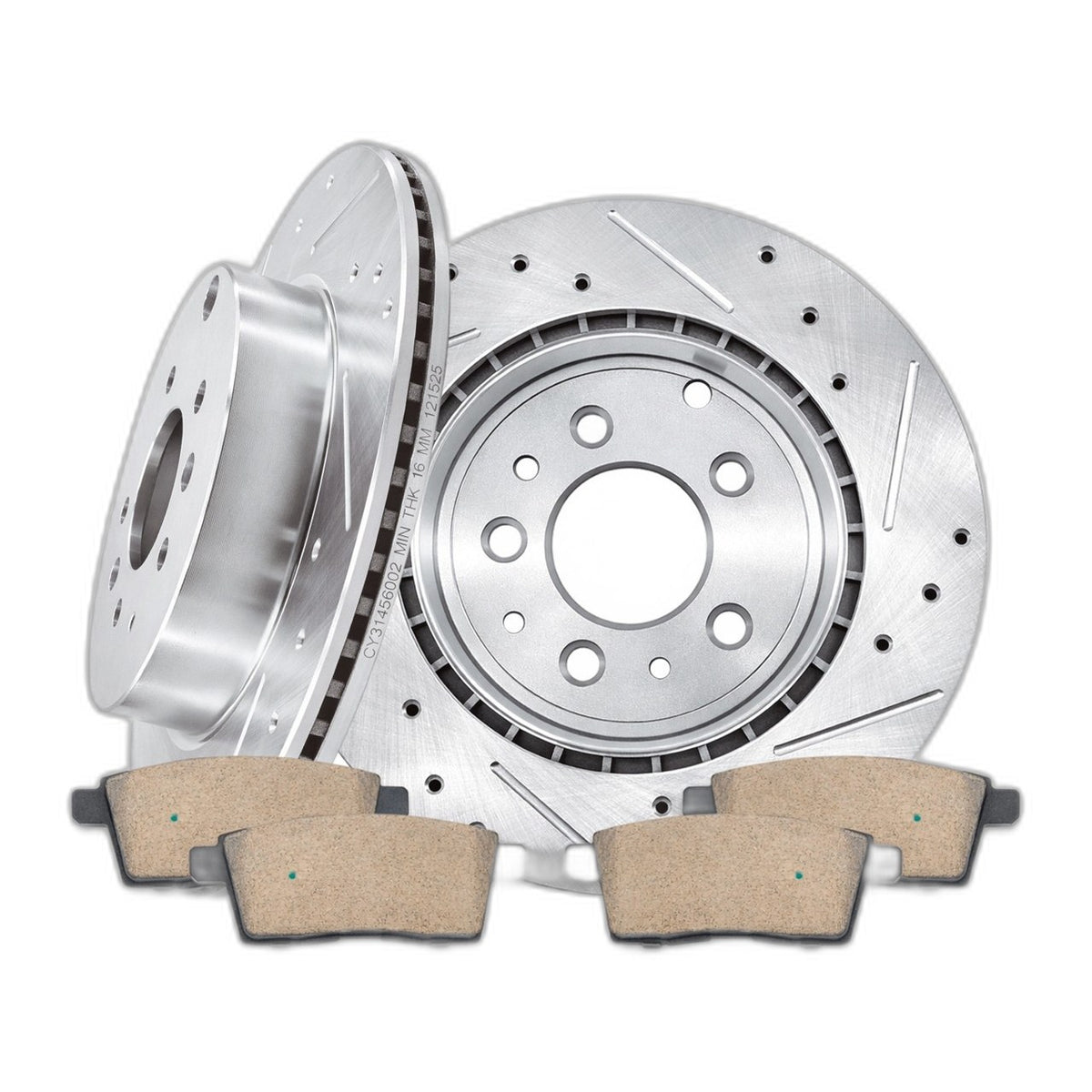 Rear Drilled and Slotted Rotors Ceramic Brake Pads for 2007 - 2015 Mazda CX-9