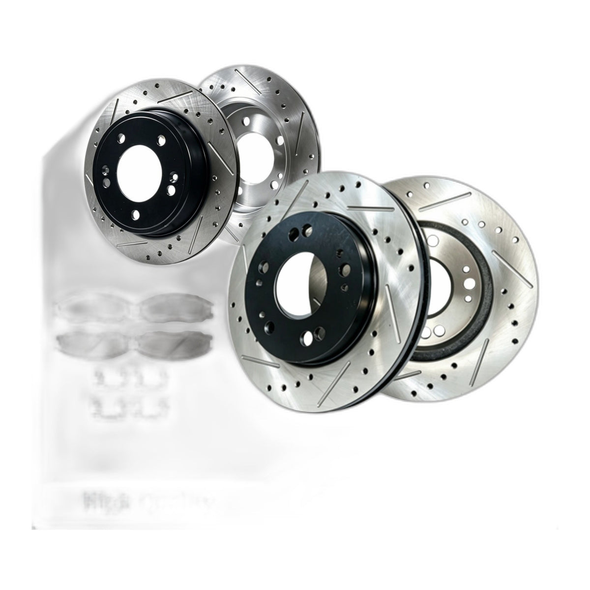 Front Rear Drilled Rotors Brake Ceramic Pad Fits 2004 - 2006 Hyundai Santa Fe