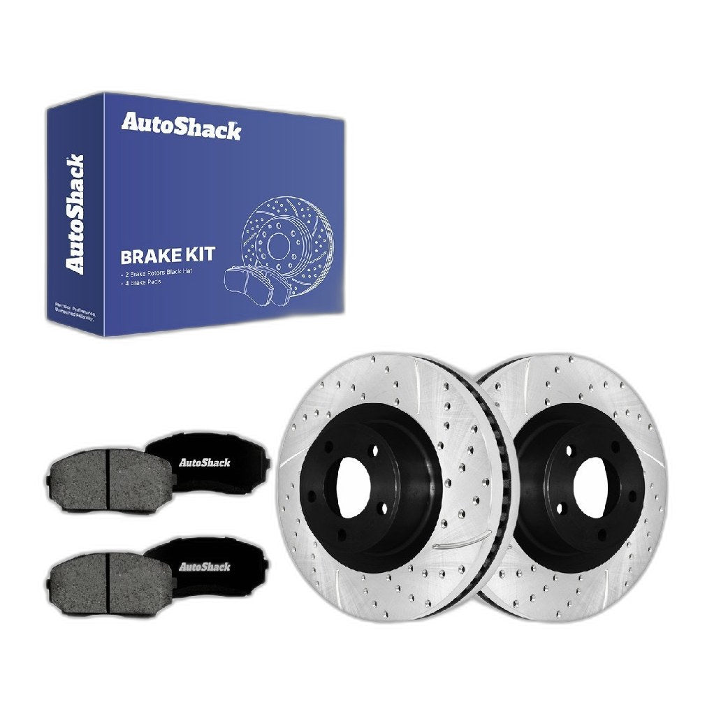 Front Drilled Slotted Brake Rotors Premium Ceramic Pads for Ford Edge 2014