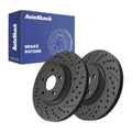 Front Drilled Slotted Brake Rotors Pair for Ford, C-Max 2013-2017, FWD L4 2.0L