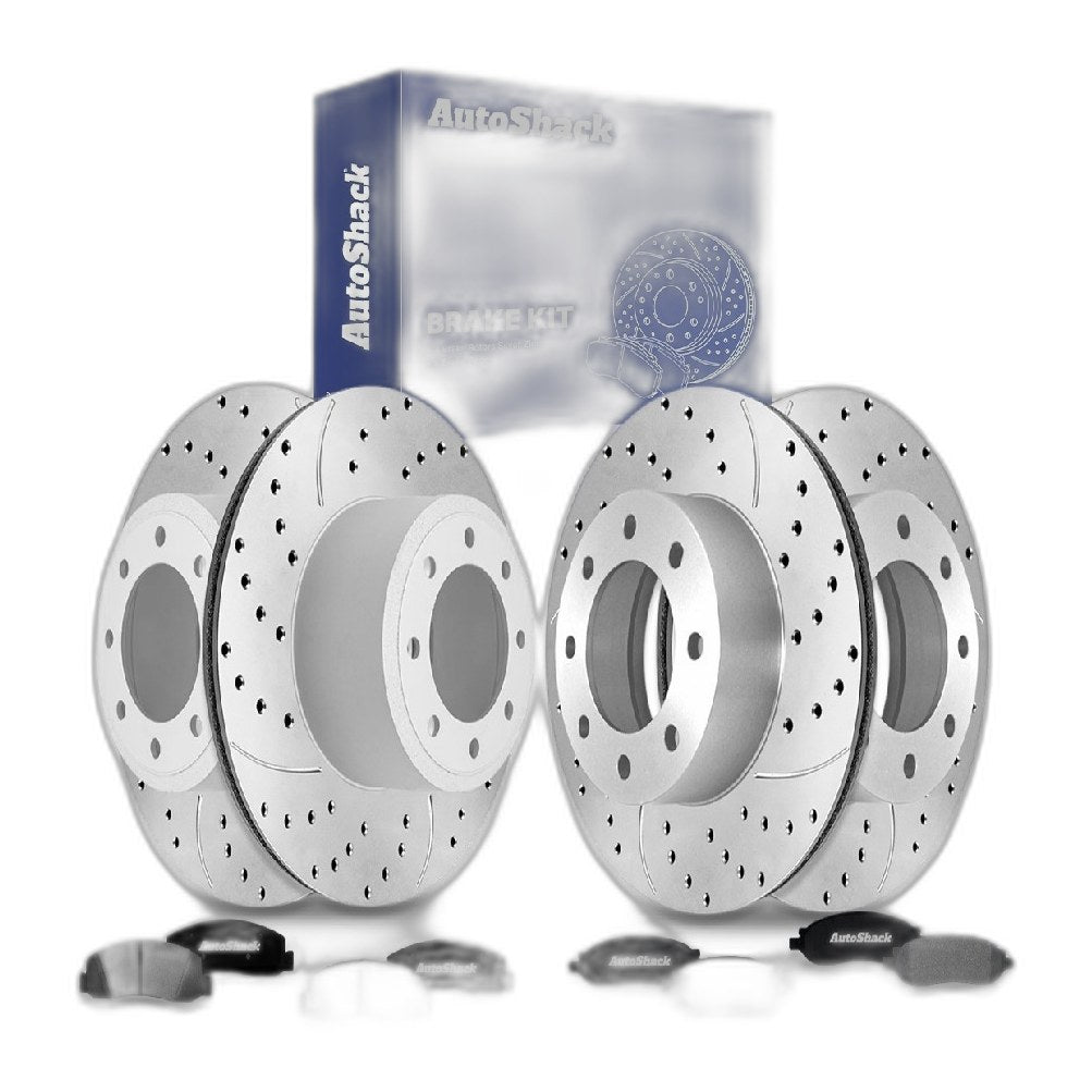 Front Rear Drilled Slotted Brake Rotors Ceramic Pads for F-250 Super Duty 2007