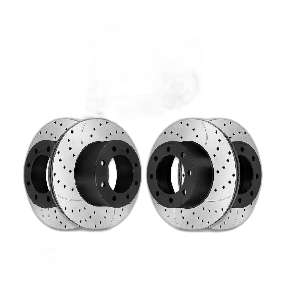 Front Rear Drilled Slotted Brake Rotors Ceramic Pads for Ford Excursion 2005