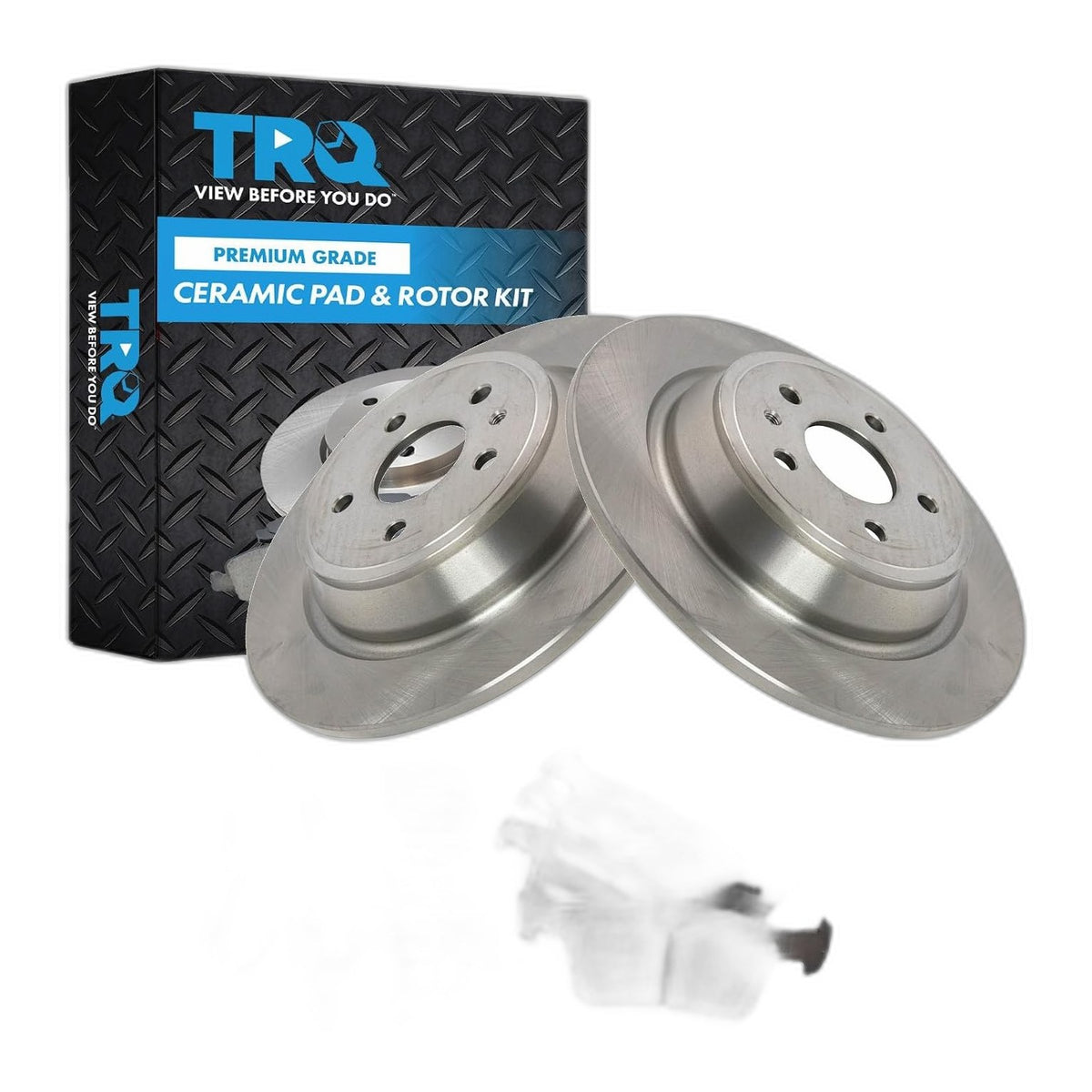 TRQ Rear Brake Pad and Rotor Set Ceramic Solid Rotors
