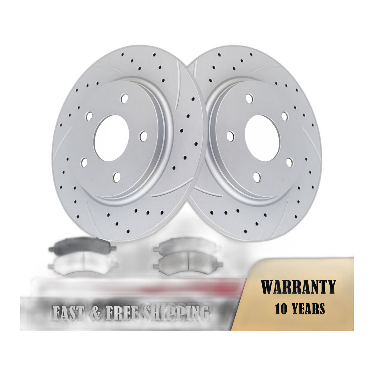 REAR Brake Rotors and Pads Kit for Dodge Journey Volkswagen Routan Drilled