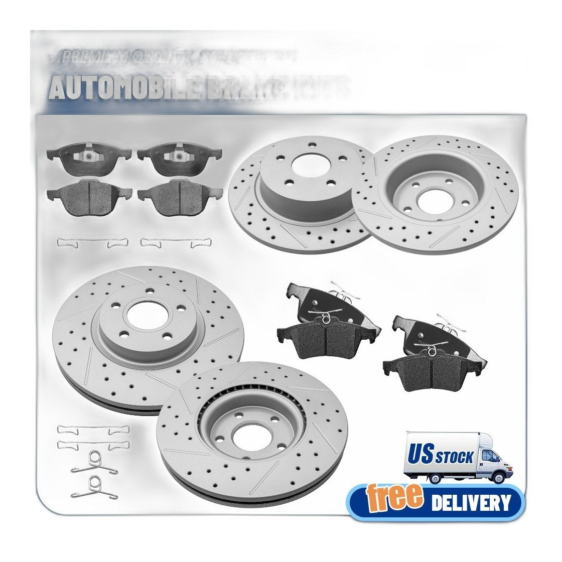 Front & Rear Drilled Brake Rotors Ceramic Pads Kit for 2013-16 Ford Escape 2.5L