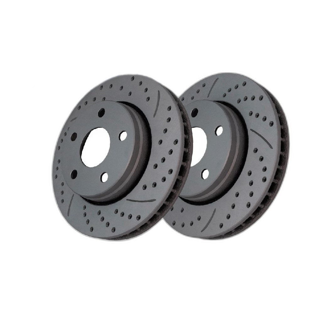 Front Drilled Slotted Brake Rotors Pair for Jeep, Wrangler JK 2018, 4WD V6 3.6L