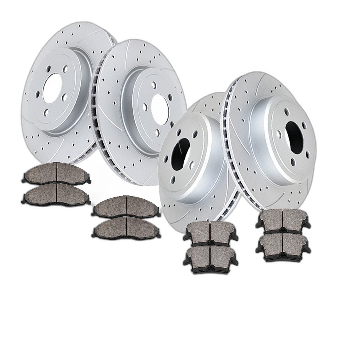 Front Rear Drilled Rotors Brake Pads Kit for Dodge Charger Magnum Challenger 300