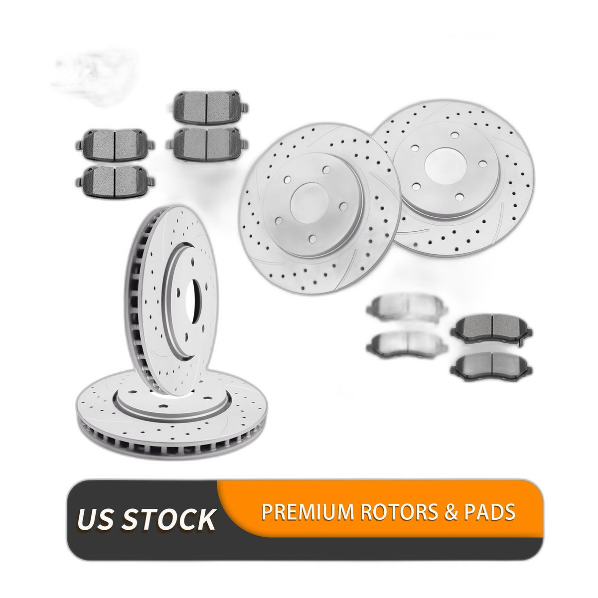 Front Rear Brake Rotors Pads Kit for Chrysler Town Country Drilled and Slotted