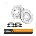 Front Drilled Slotted Brake Rotors Pads Kit for Ford Expedition F-150 Brakes
