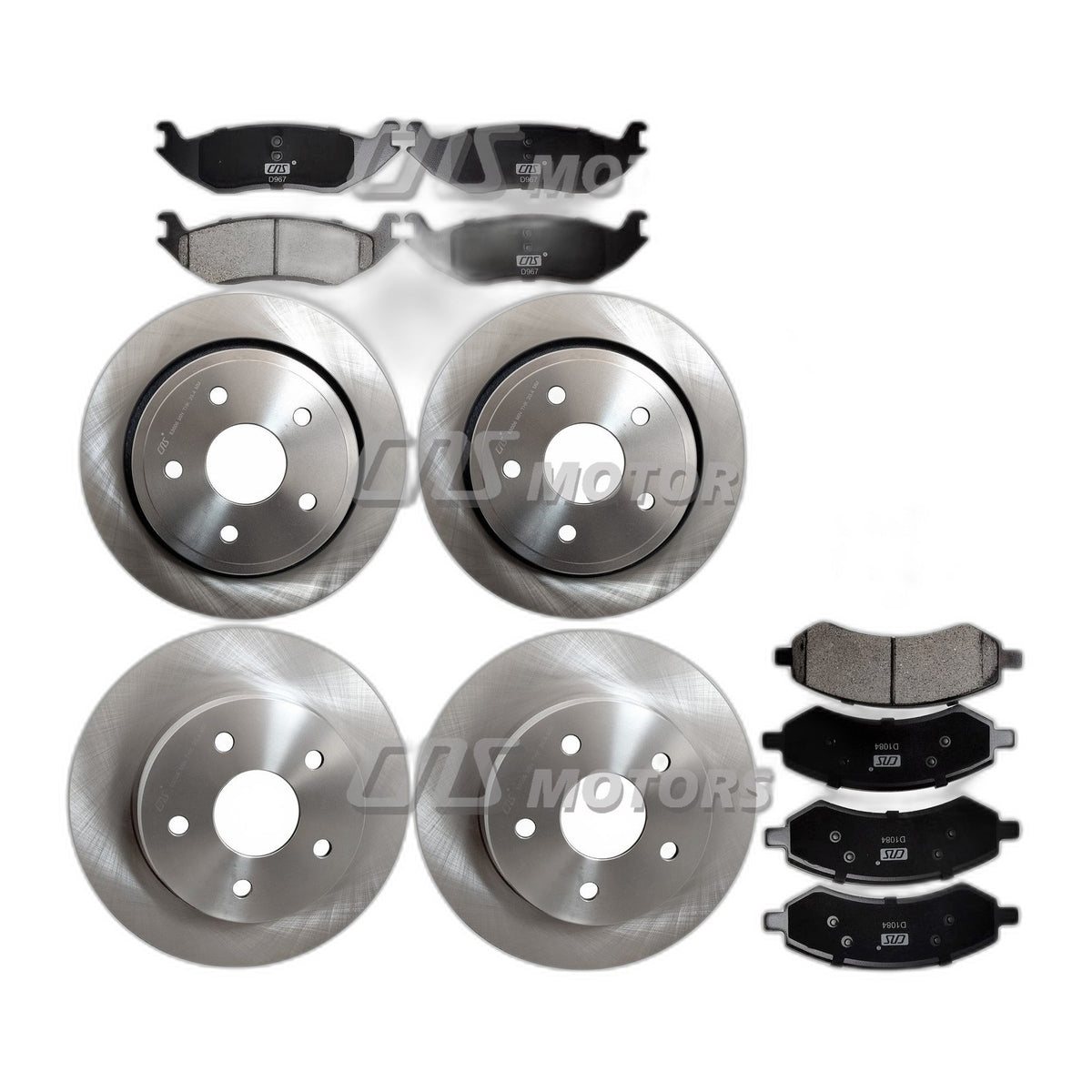 Front & Rear Disc Rotors Brake Pads For Dodge Ram 1500 2006-2010 Durango 2007-09