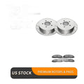 Front and Rear Brake Rotors Ceramic Pads Kit for Ford F-150 Drilled and Slotted