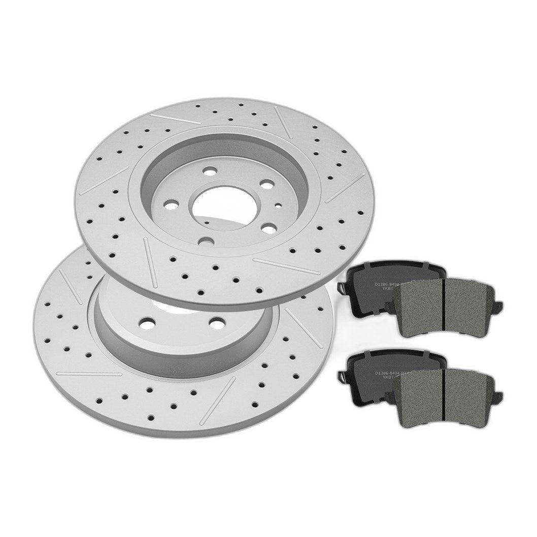 Rear Brake Rotors Ceramic Brake Pads Kit for Audi A4 A5 Quattro Allroad Q5