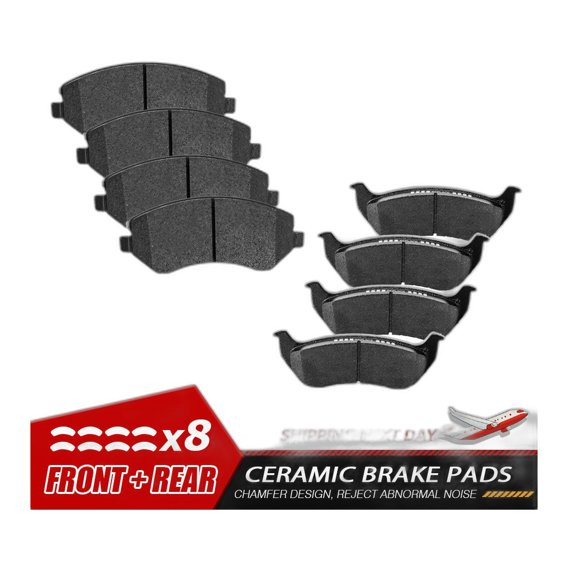 Front & Rear Ceramic Brake Pads Set for 2003 2004 2005 2006 2007 Jeep Liberty