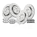 Front Rear Drilled Rotors Brake Pads Kit for Ford Explorer Flex Lincoln MKS MKT