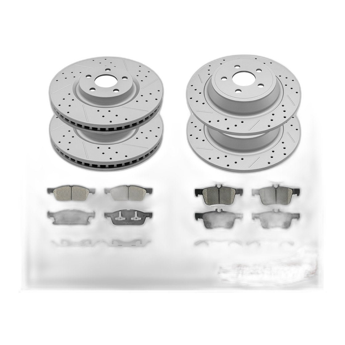 Front And Rear Brake Disc Rotors & Ceramic Pads Kit for 2015 - 2020 Ford Edge