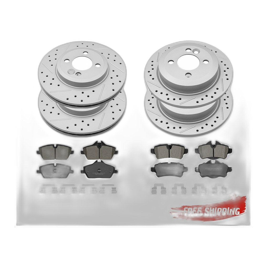 Front Rear Drilled Brake Rotors And Ceramic Pads Kit for 2007-2013 Mini Cooper