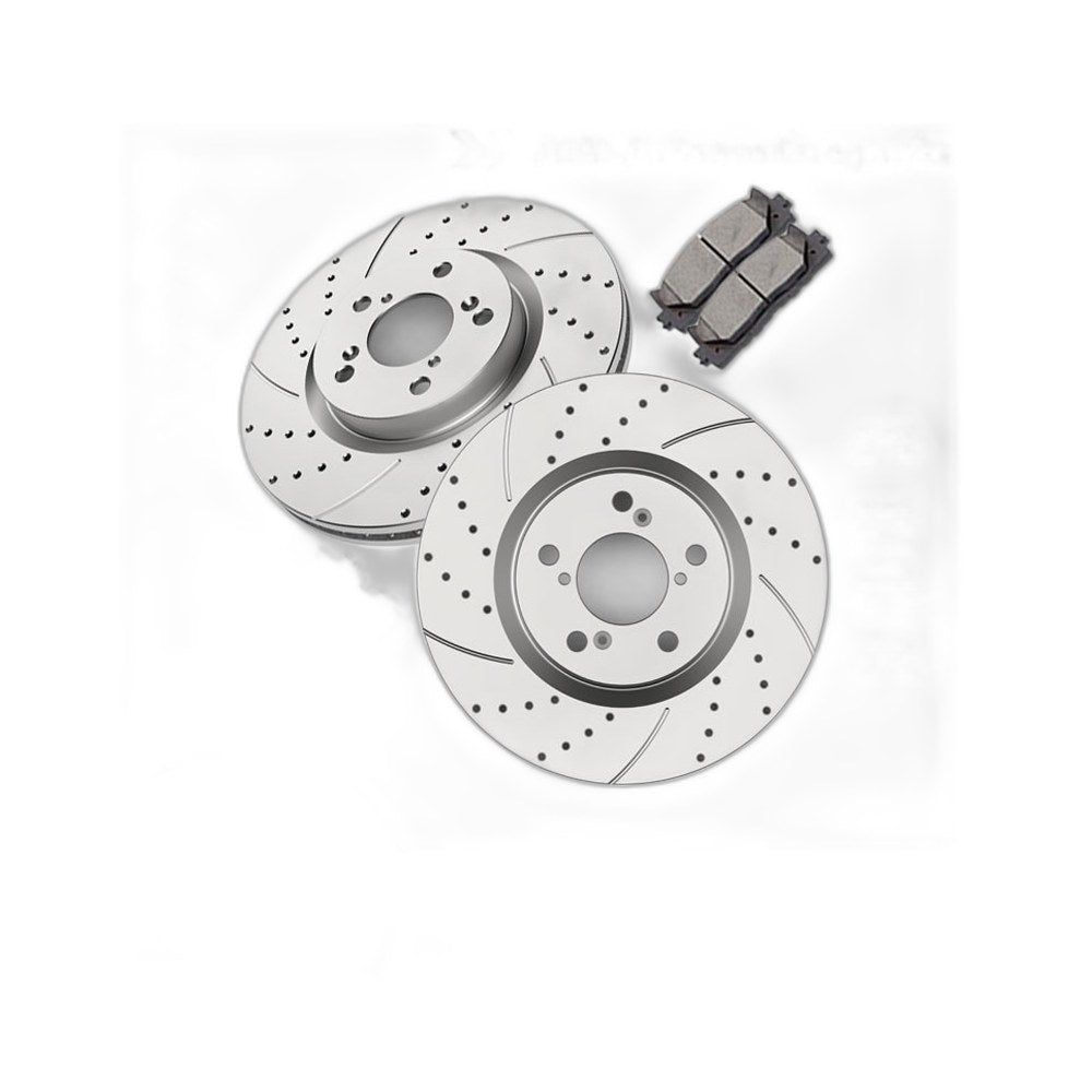 Front Drilled and Slotted Brake Rotors Brake Pads for 2011 - 2014 Honda Odyssey