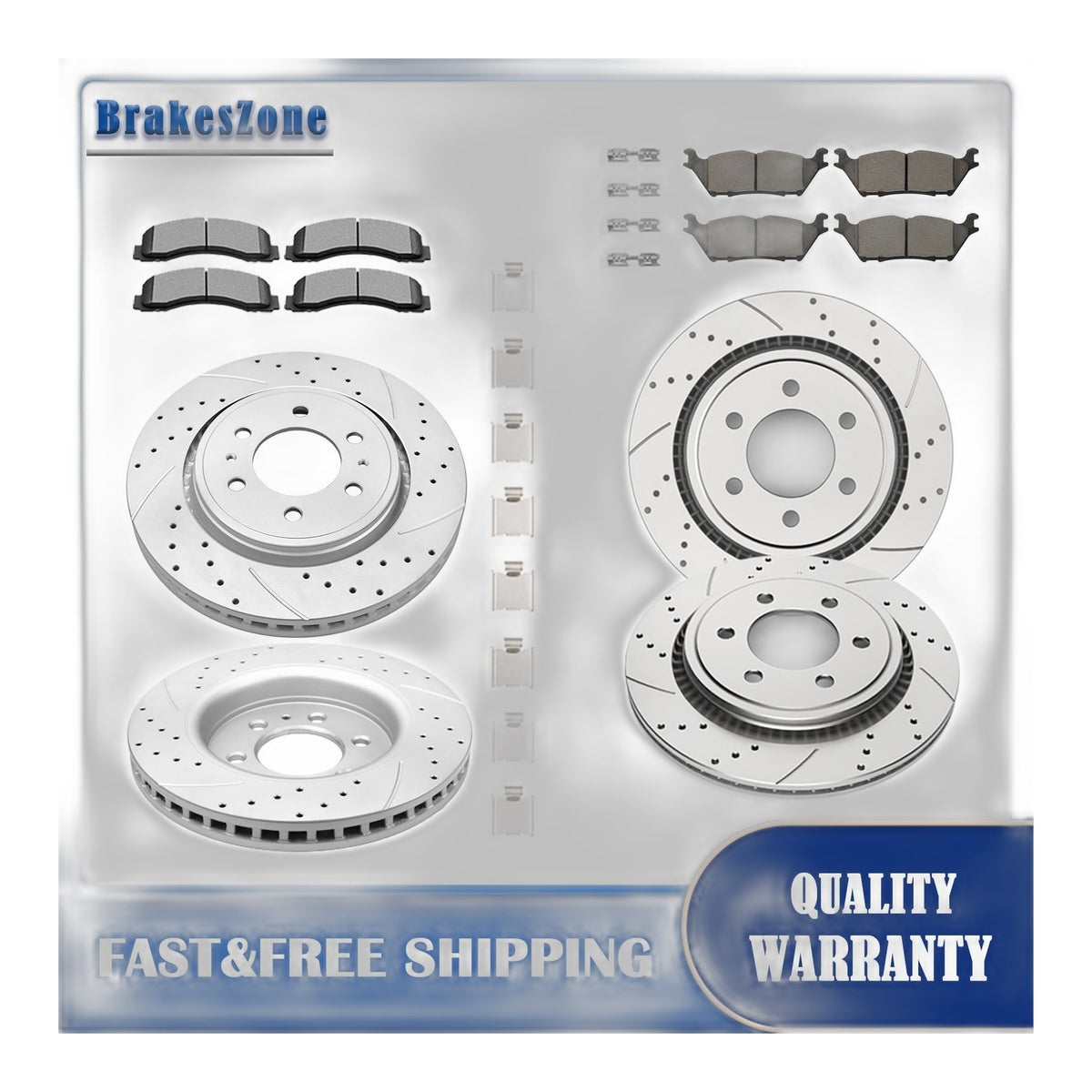 Front and Rear Disc Brake Rotors Pads Kit for Ford F-150 2015-2017 Drilled