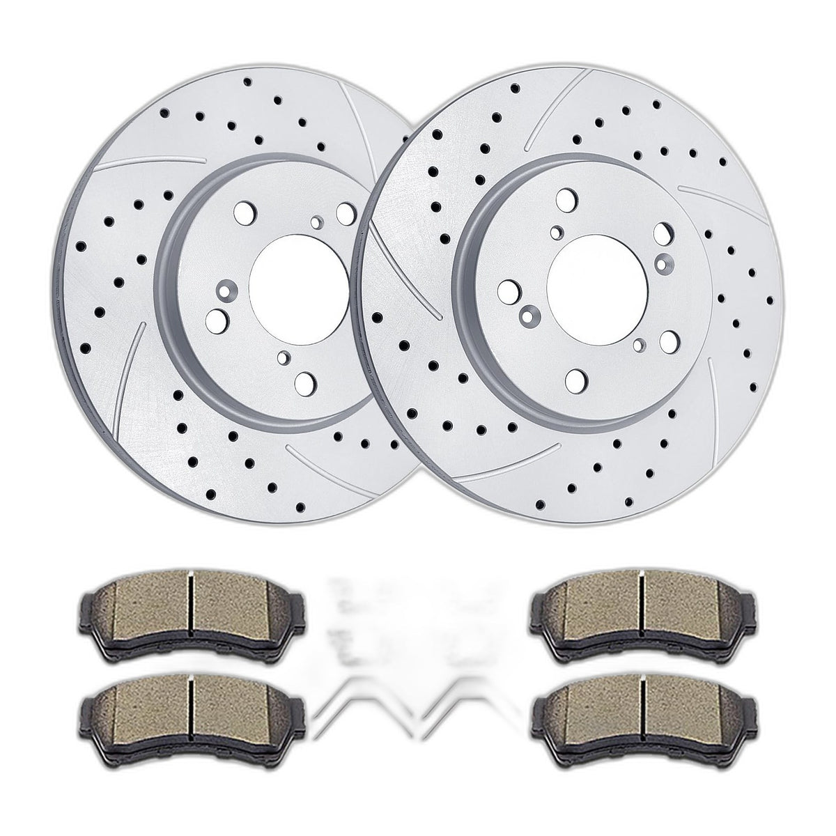 Front Brake Kit Drilled Slotted Rotors Ceramic Pads for Odyssey 2005-2010