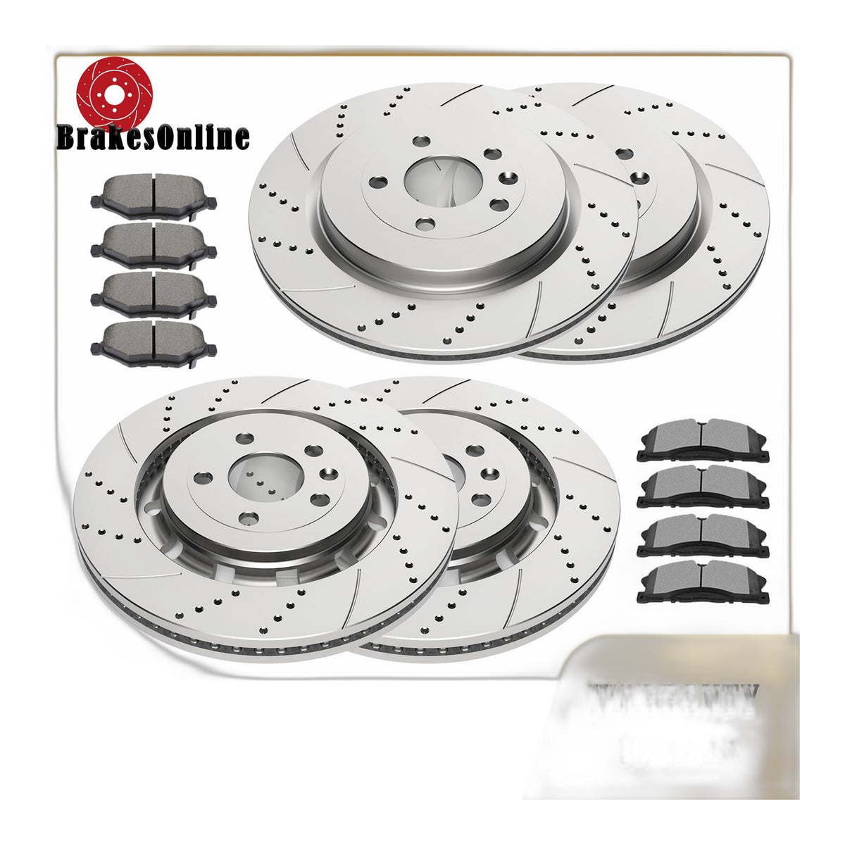 Front Rear Brake Rotors Pads Kit for Ford Explorer Flex Lincoln MKT MKS Slotted