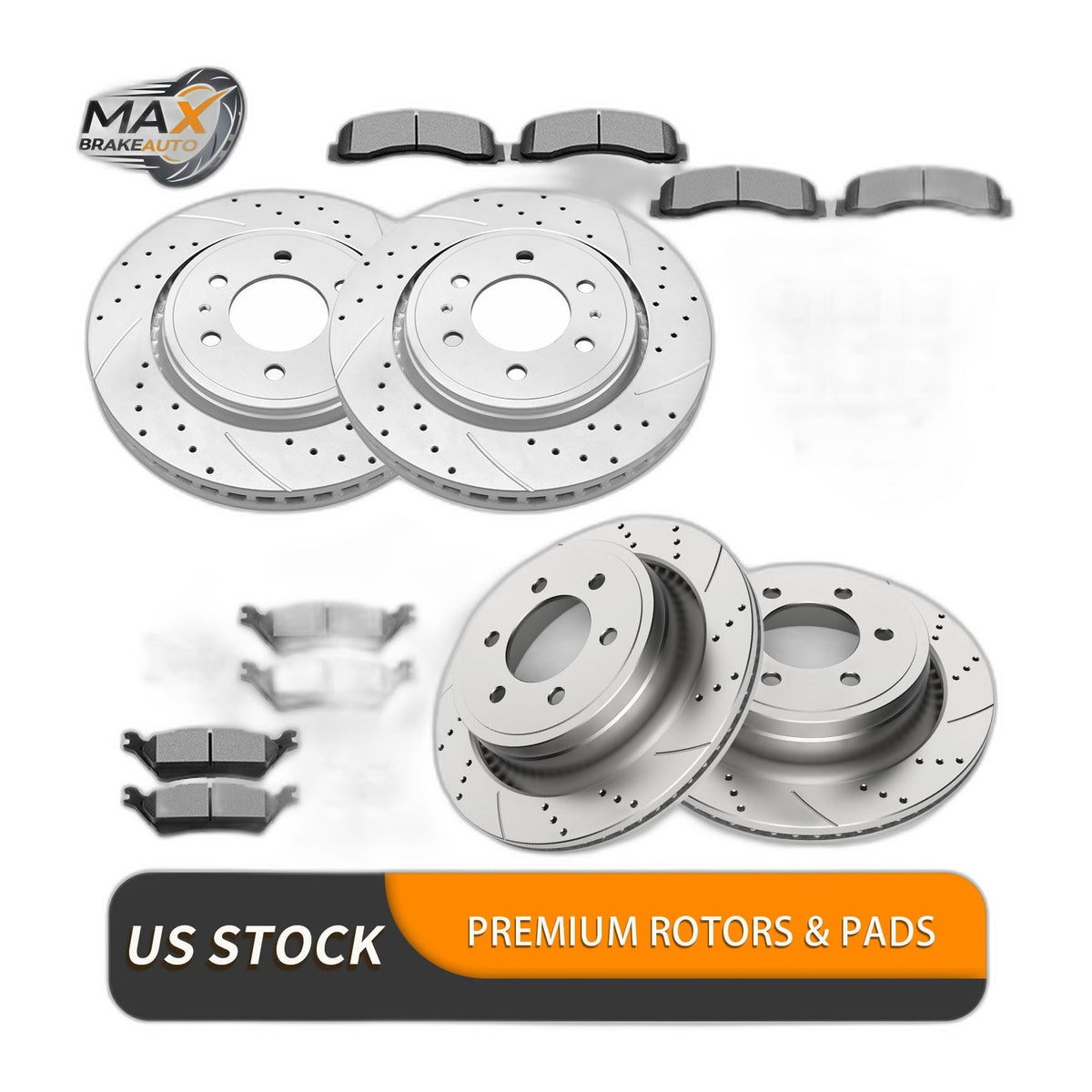 Front Rear Brake Rotors Pads Kit for Ford F-150 Manual Parking 2012-2020 Brakes