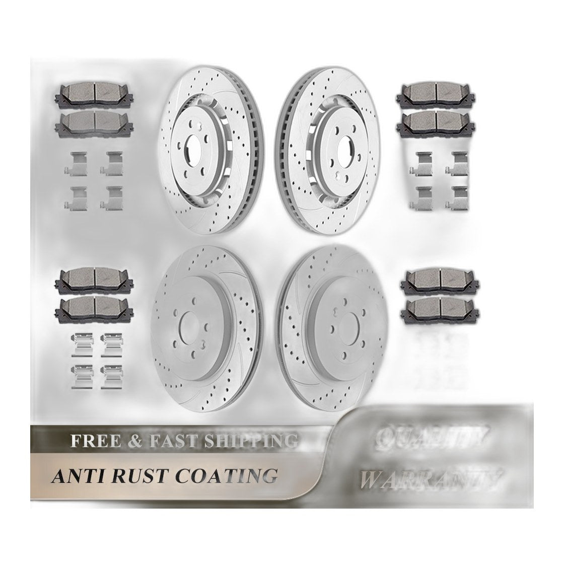 for Lincoln MKS MKT Ford Explorer Flex Front and Rear Disc Rotors Brake Pads