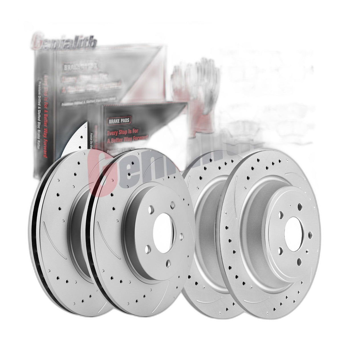 AWD Front & Rear Brake Rotors Brake Pads Kit for 2017 2018 2019 Ford Escape 1.5L