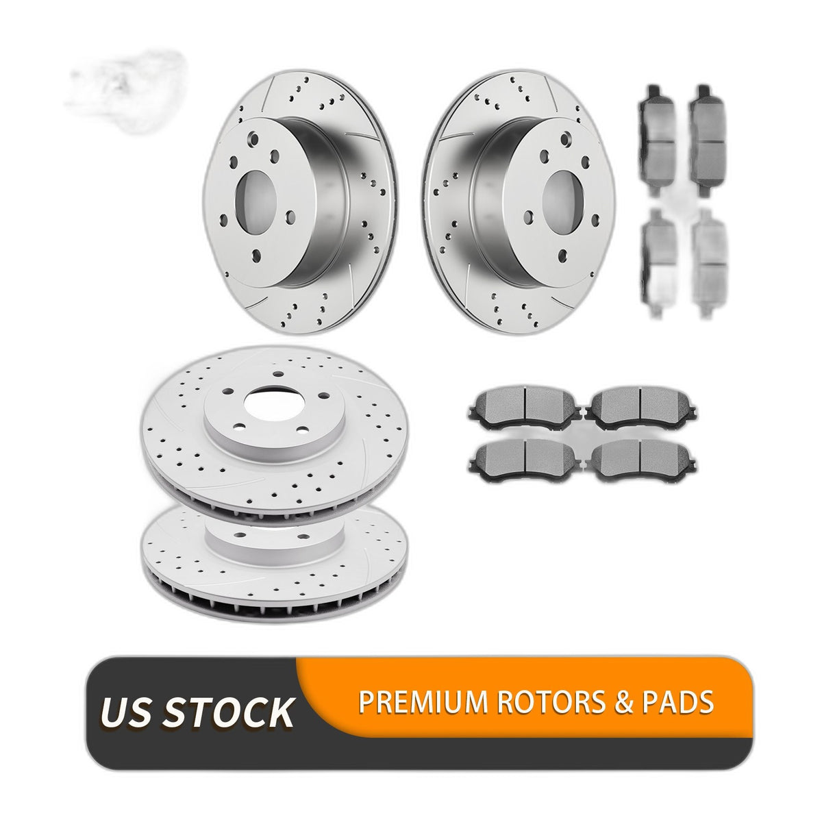 Front Rear Brake Rotors Pads Kit for Nissan Rogue Sport Drilled and Slotted