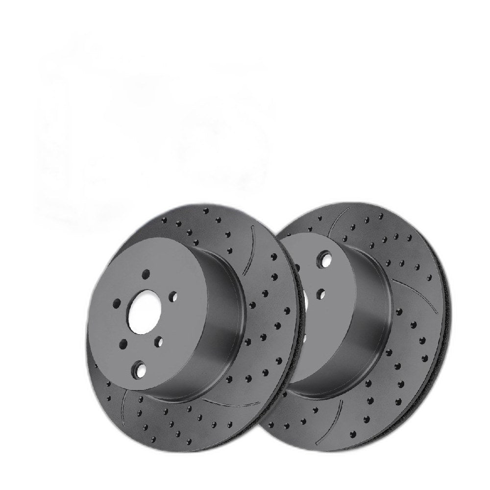 Rear Drilled Slotted Brake Rotors Pair for Nissan, 370Z 2009-2020, RWD V6 3.7L