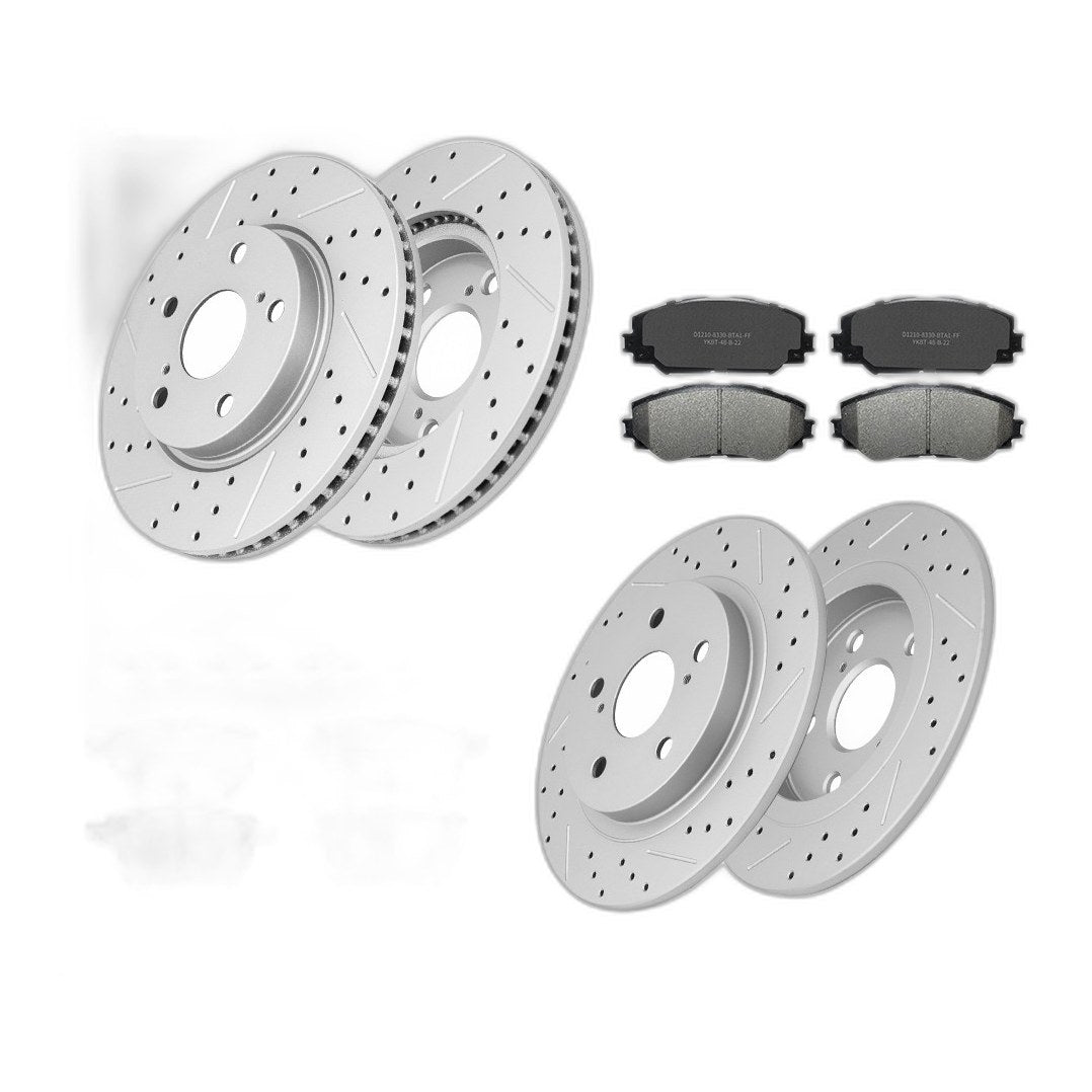 Front Rear Drilled Rotors Ceramic Brake Pads Kit For 2008-2015 Scion Xb