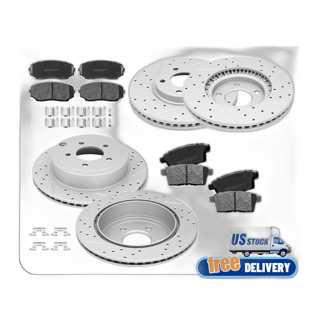 For Ford Edge Lincoln Mkx 2007-2009 Front Rear Drilled Rotors Ceramic Brake Pads
